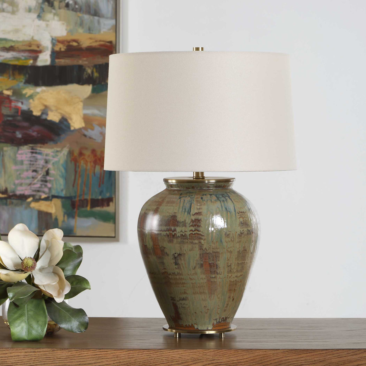 Modern European furniture - Earth-Toned Ceramic Table Lamp - www.oroa.com