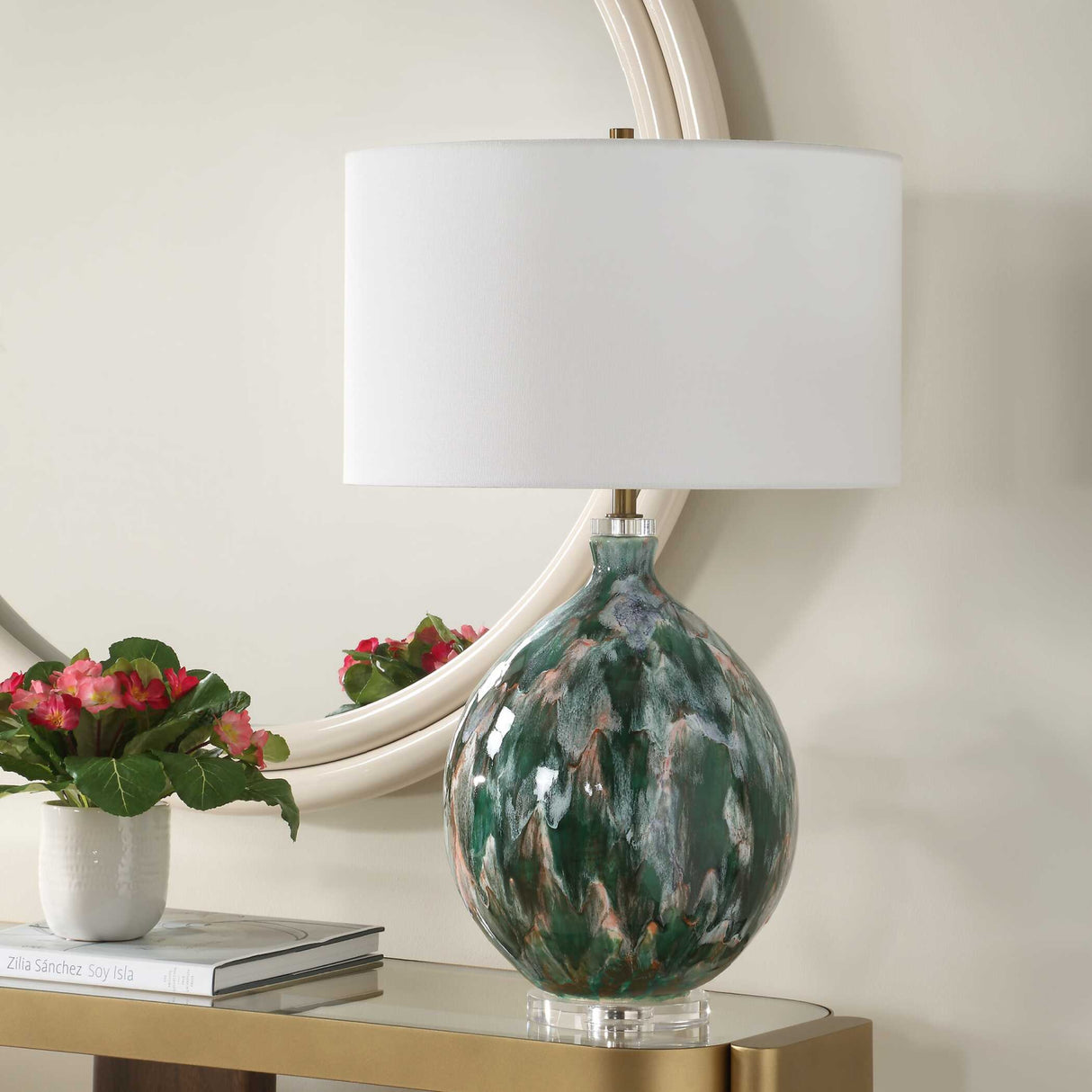 Multicolored Glazed Ceramic Table Lamp | Uttermost Mihaela