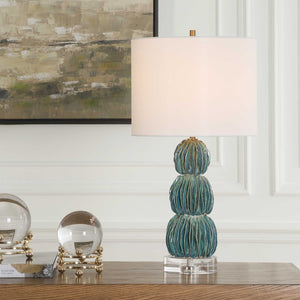  Stacked Teal Ceramic Table Lamp | Oroa.com