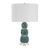 Modern European furniture - Stacked Teal Ceramic Table Lamp - www.oroa.com