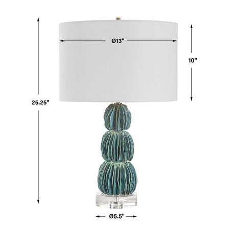 Modern European furniture - Stacked Teal Ceramic Table Lamp - www.oroa.com