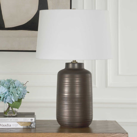 Modern European furniture - Etched Bronze Porcelain Table Lamp - www.oroa.com