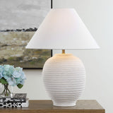 Ridged White Ceramic Table Lamp | Uttermost Rocio
