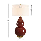 Modern European furniture - Red Glazed Ceramic Table Lamp - www.oroa.com