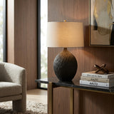 Chiseled Black Ceramic Table Lamp | Uttermost Levee