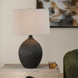 Chiseled Black Ceramic Table Lamp | Uttermost Levee