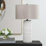 Modern European furniture - Ridged White Ceramic Table Lamp - www.oroa.com