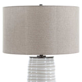 Modern European furniture - Ridged White Ceramic Table Lamp - www.oroa.com