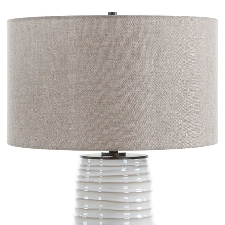 Modern European furniture - Ridged White Ceramic Table Lamp - www.oroa.com