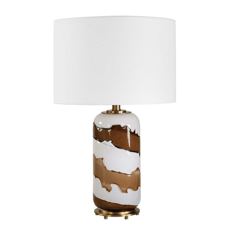 Modern European furniture - White & Brown Glass Table Lamp - www.oroa.com