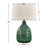 Modern European furniture - Dimpled Green Ceramic Table Lamp - www.oroa.com