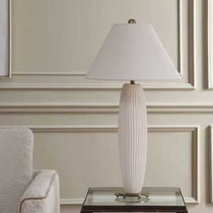   White Fluted Ceramic Table Lamp | Oroa.com