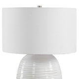 Modern European furniture - Ribbed White Ceramic Table Lamp - www.oroa.com