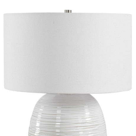 Modern European furniture - Ribbed White Ceramic Table Lamp - www.oroa.com