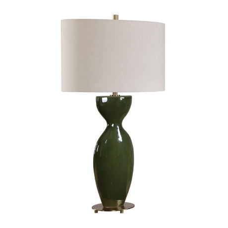Modern European furniture - Green Ceramic Hourglass Table Lamp - www.oroa.com