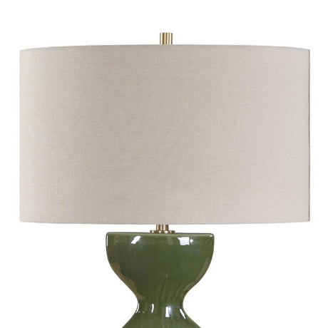 Modern European furniture - Green Ceramic Hourglass Table Lamp - www.oroa.com