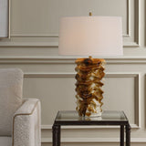 Modern European furniture - Rippled Brown Ceramic Table Lamp - www.oroa.com