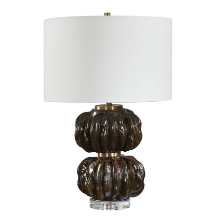 Modern European furniture - Stacked Fluted Ceramic Table Lamp - www.oroa.com