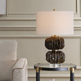 Modern European furniture - Stacked Fluted Ceramic Table Lamp - www.oroa.com