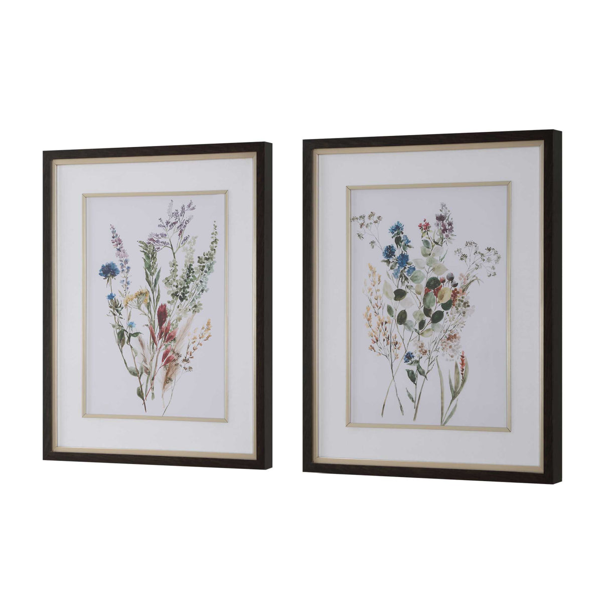 Floral Watercolor Style Art Prints (2) | Uttermost Delicate Flowers