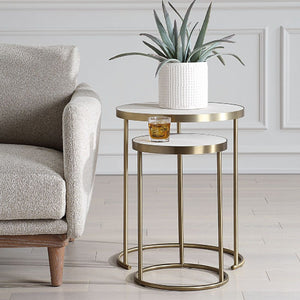   White Shagreen Nesting Tables (2) | Oroa.com