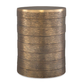 Modern European furniture - Cylindrical Antique Brass Side Table - www.oroa.com