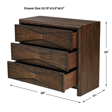 Modern European furniture - Acacia Wood 3-Drawer Chest - www.oroa.com