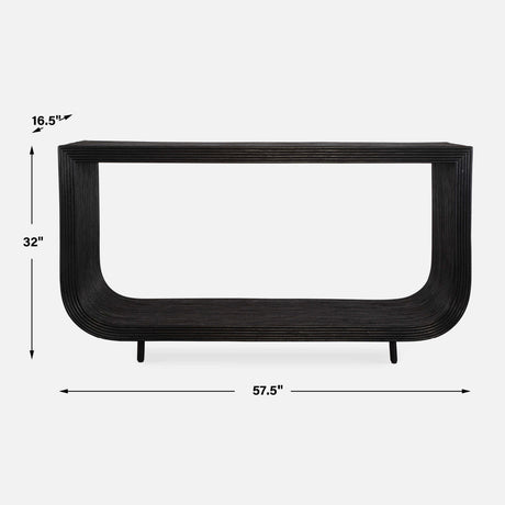 Black Rattan Modern Console Table | Uttermost Compton
