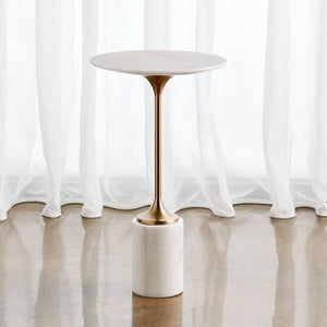   Travertine Round Accent Table | Oroa.com