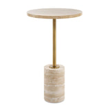Modern European furniture - Travertine Round Accent Table - www.oroa.com