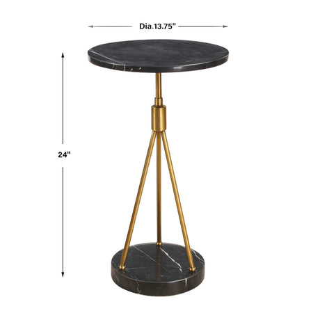 Black Marble Tripod Accent Table by Uttermost Rosston, alternate view 8