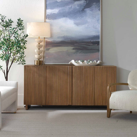   Fluted Wood 4-Door Cabinet | Oroa.com