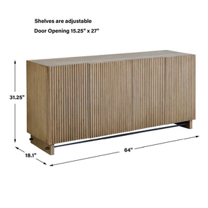   Fluted Wood 4-Door Cabinet | Oroa.com