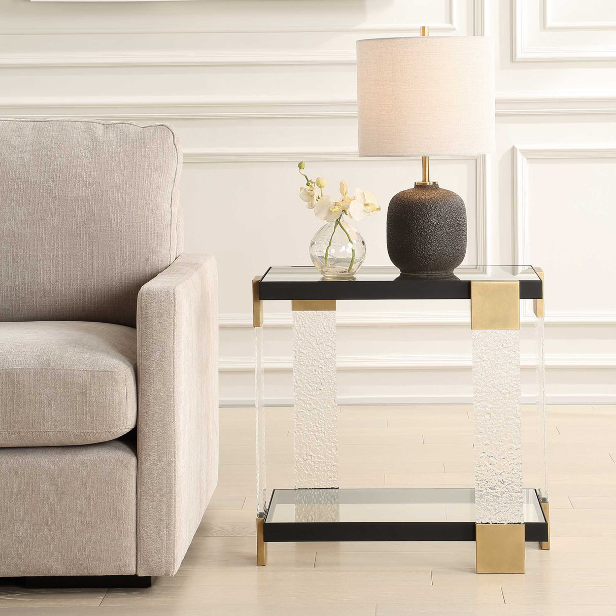 Tempered Glass Undershelf Side Table | Uttermost Bendena