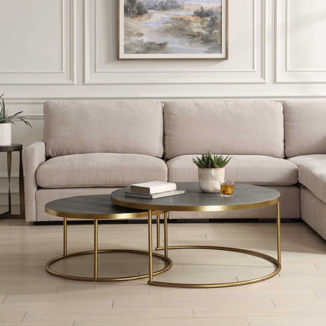   Gray Shagreen Nesting Coffee Tables (2) | Oroa.com
