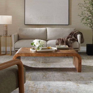   Burl Veneer Curved Coffee Table | Oroa.com
