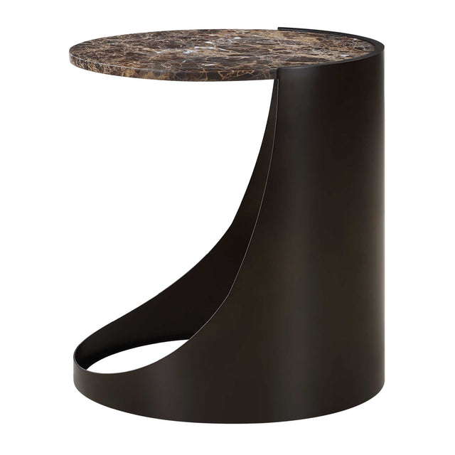Modern European furniture - Brown Marble Round Sie Table - www.oroa.com