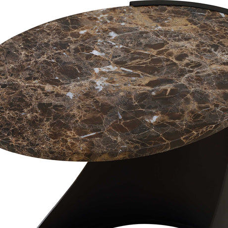 Modern European furniture - Brown Marble Round Sie Table - www.oroa.com