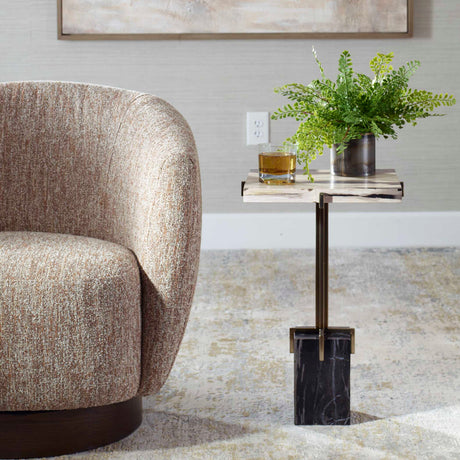 Modern European furniture - Square Petrified Wood Accent Table - www.oroa.com