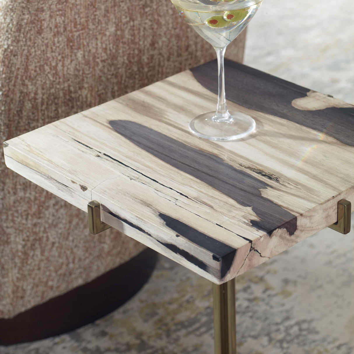 Modern European furniture - Square Petrified Wood Accent Table - www.oroa.com