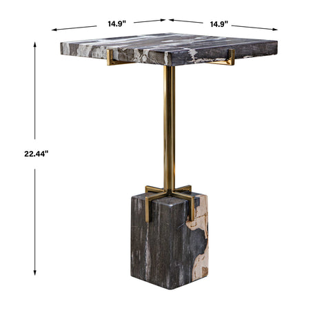 Modern European furniture - Square Petrified Wood Accent Table - www.oroa.com