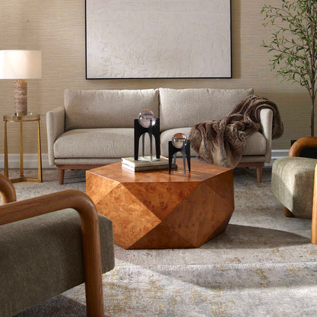 Modern European furniture - Poplar Burl Geometric Coffee Table - www.oroa.com
