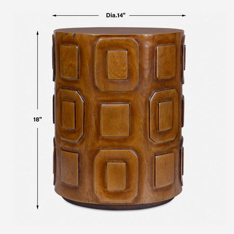 Cylindrical Suar Wood Accent Table | Uttermost Alson