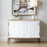 Modern European furniture - Cream Geometric 2-Door Cabinet - www.oroa.com