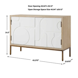   Cream Geometric 2-Door Cabinet | Oroa.com