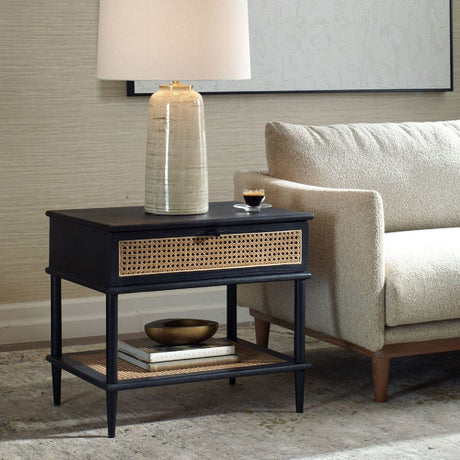 Rattan Cane 1-Drawer Side Table | Uttermost Coast