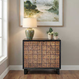 Modern European furniture - Wooden 2-Door Grid Cabinet - www.oroa.com