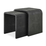 Modern European furniture - Gray Shagreen Nesting Side Tables (2) - www.oroa.com