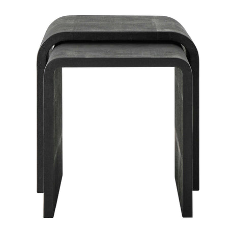 Modern European furniture - Gray Shagreen Nesting Side Tables (2) - www.oroa.com