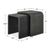 Modern European furniture - Gray Shagreen Nesting Side Tables (2) - www.oroa.com